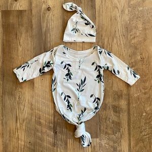 Baby Knotted Gown With Hat ~ Branches ~ Leaves